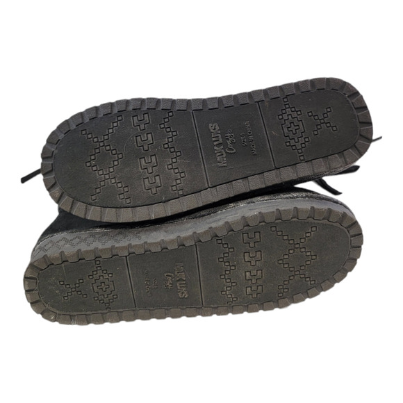 Muk Luks Women's Fold Over Cable Knit Faux Shearling Winter Boots Black Size 6 - Picture 4 of 5